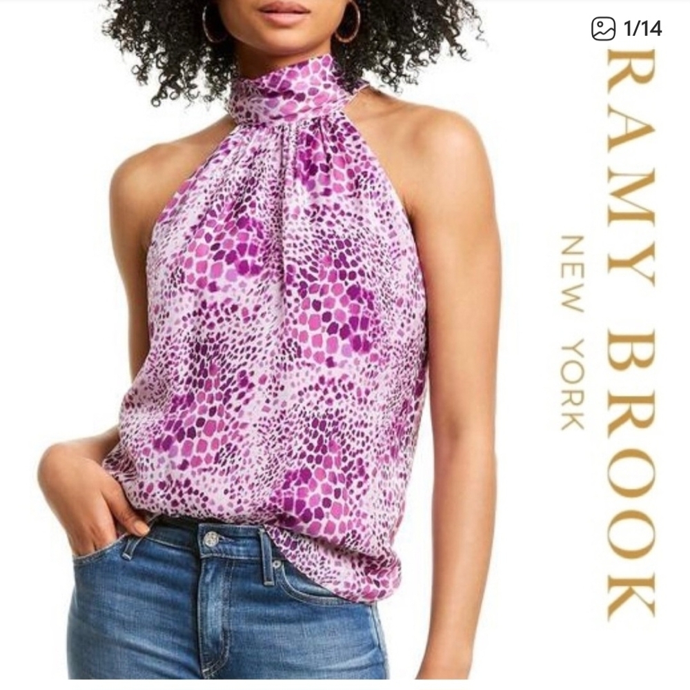 Ramy Brook Pink and Purple Halter Blouse